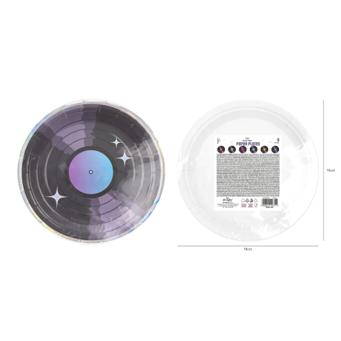 Retro Disco papírtányérok 18 cm | 6 darabos készlet Retro Disco papírtányérok 18 cm | 6 darabos készlet